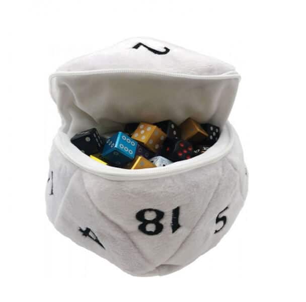 Plyšový vak na kostky  D20 - bílý