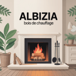 albizia bois de chauffage bûches près cheminée moderne