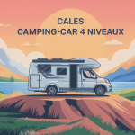 illustration cales camping-car 4 niveaux terrain irrégulier