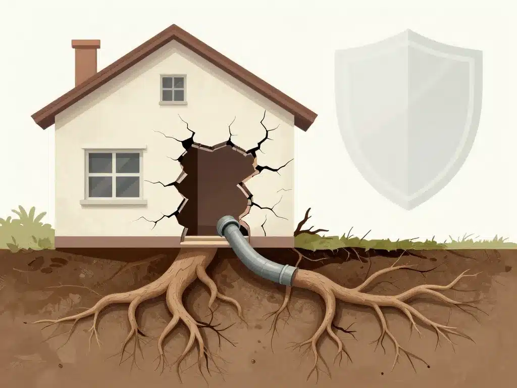 maison urbaine dégâts causés par des racines assurance fissures et canalisations