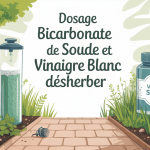 dosage mélange bicarbonate de soude et vinaigre blanc pour désherber illustration allée et plantes protégées