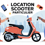 illustration moderne location scooter particulier échange clés
