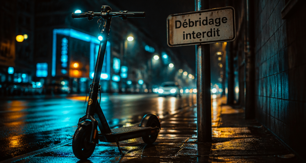 trottinette electrique debrider sur trottoir panneau interdit