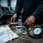 Segmentation moteur prix : 3 épaisseurs clés, kit segments et compressiomètre sur établi