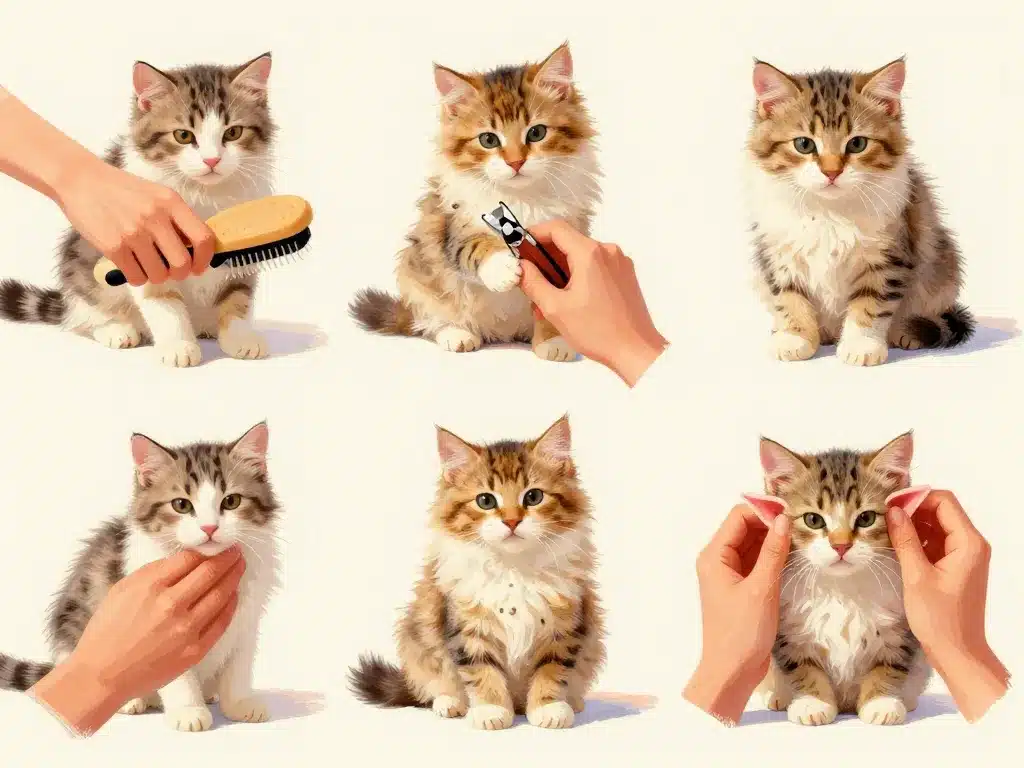Soins toilettage chaton poil mi long étapes essentielles