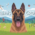 Malinois croisé athlétique en famille et nature