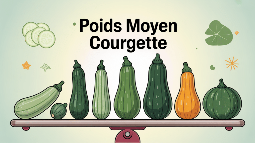 Image informative poid moyen d'une courgette sur balance