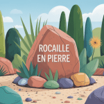 vue globale rocaille en pierre plantes et pierres