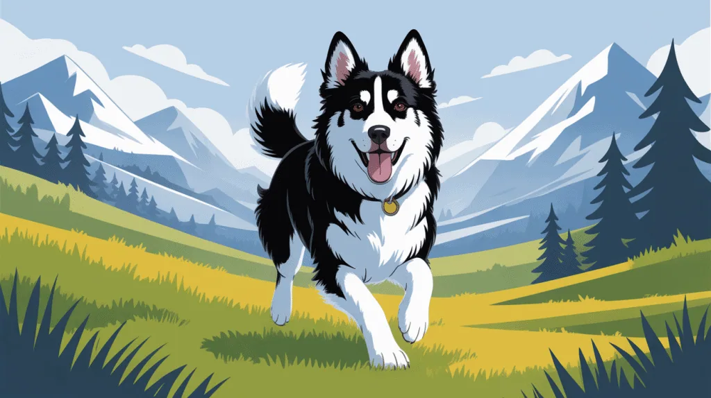 borsky dog croisé border collie husky illustration