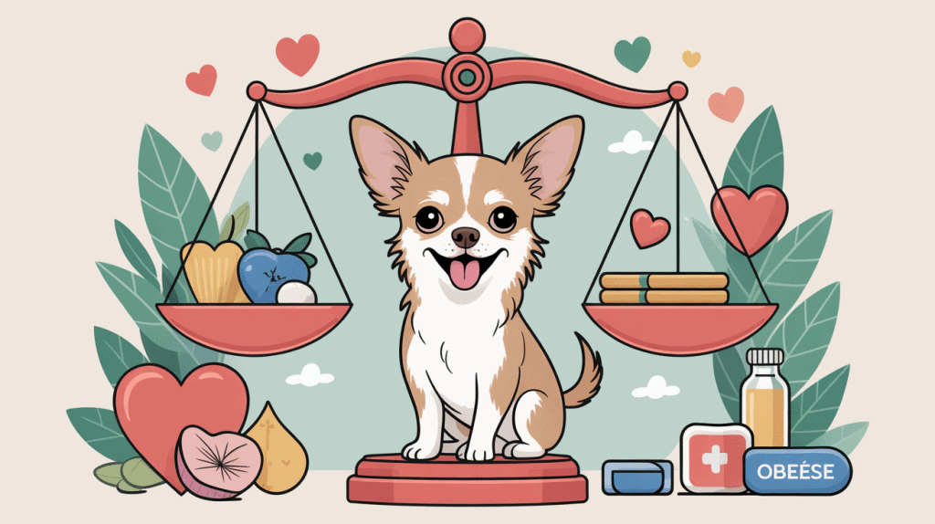 illustration chihuahua obese balance santé