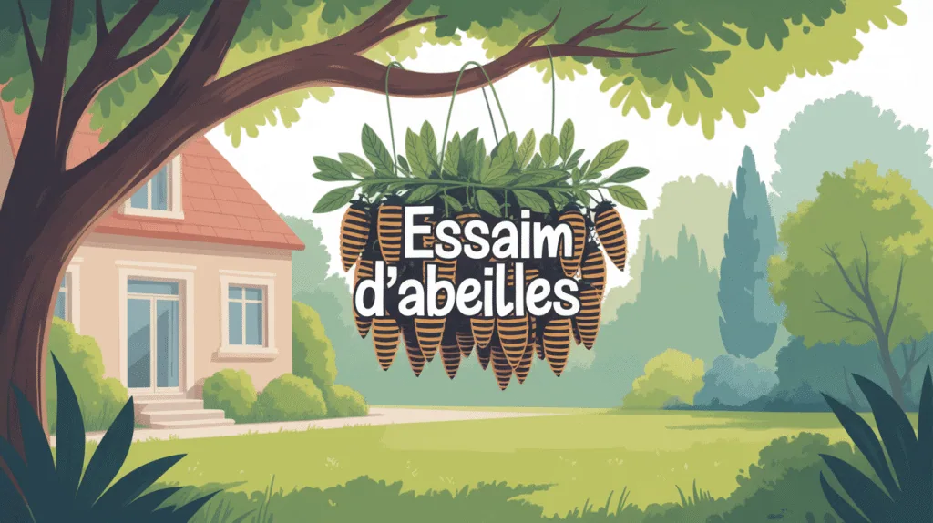 illustration essaim d'abeille combien de temps reste jardin