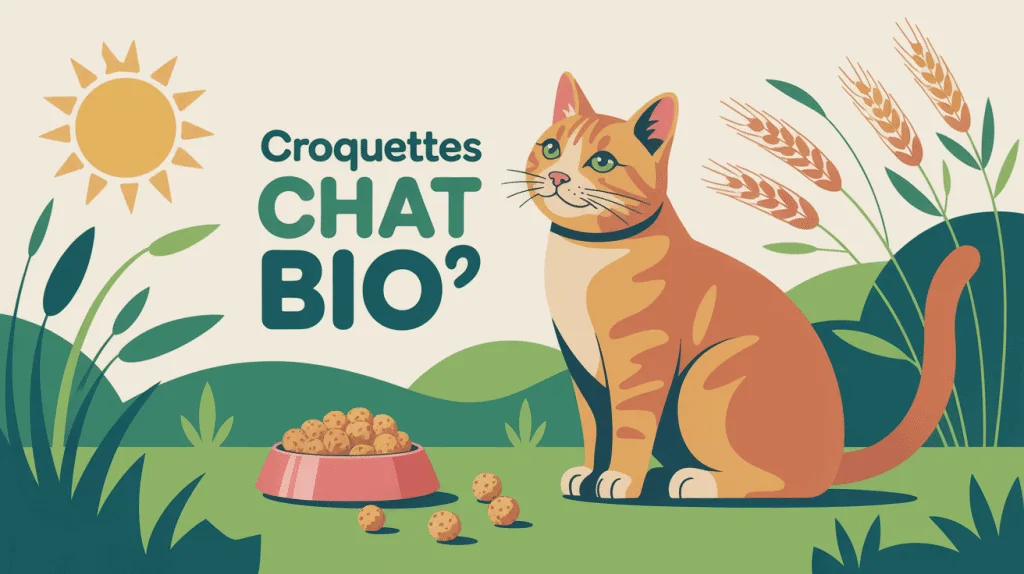croquettes chat bio bol et chat paysage nature