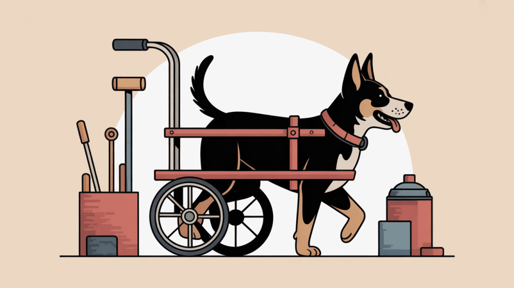Fabriquer un chariot pour chien paralysé train arrière scene illustration