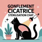 Illustration gonflement cicatrice sterilisation chat