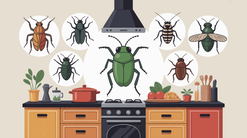 illustration insecte ressemblant au cafard en cuisine