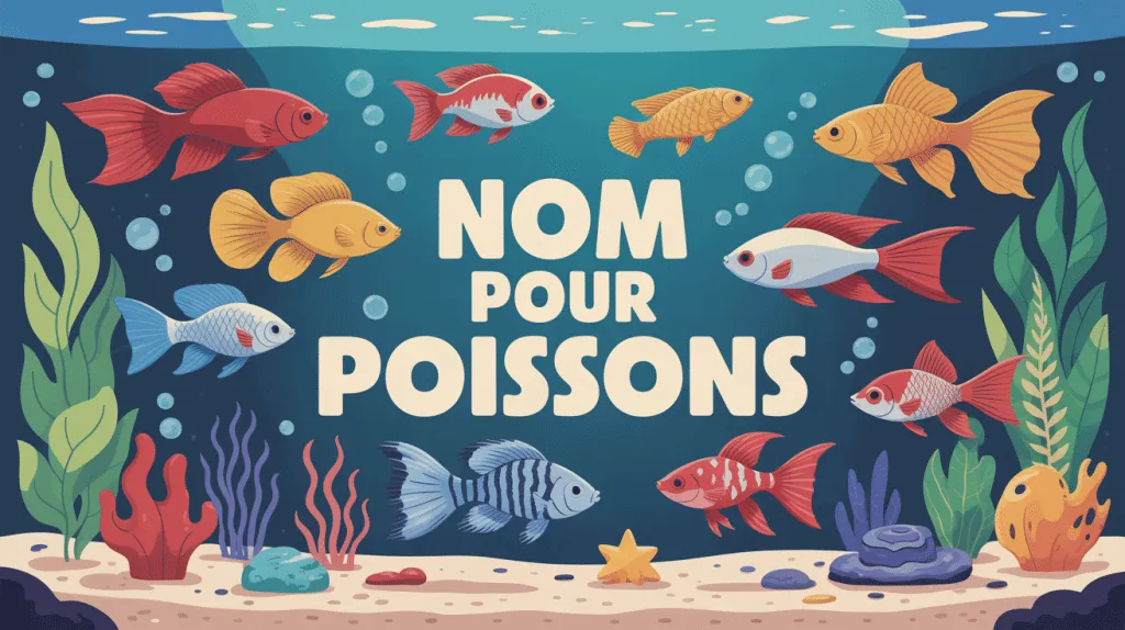 Scène aquarium colorée avec plusieurs poissons pour nom pour un poisson