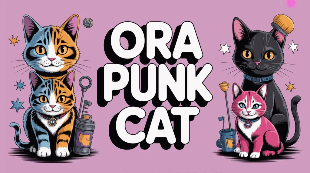 Illustration de chats punk Ora Punk Cat en style crypto art