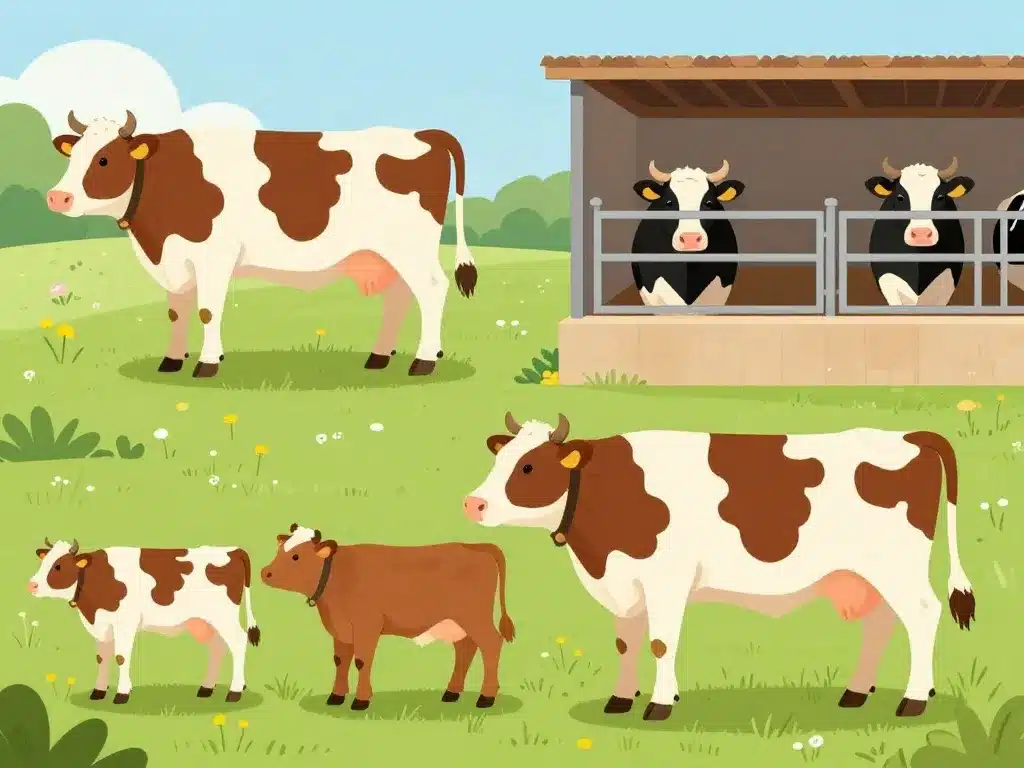 Comparatif visuel du poids d'une vachette selon âge et type d'élevage