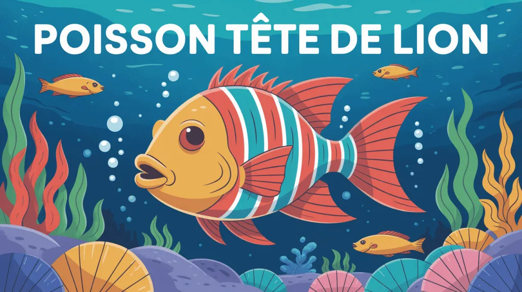 Poisson tete de lion nageoires rayures ambiance méditerranéenne