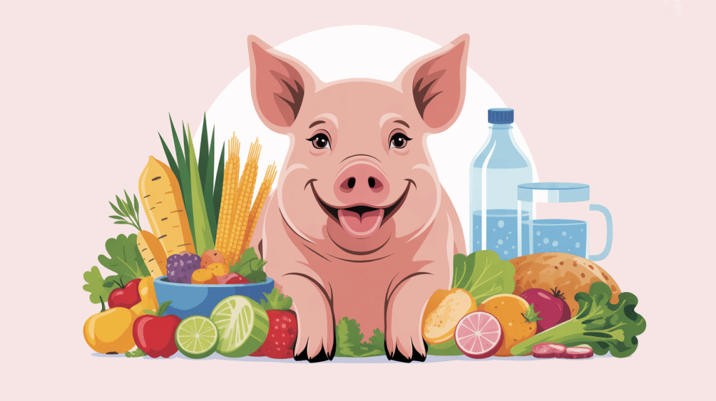 Que mange un cochon, alimentation saine illustrée