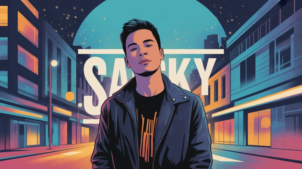 Portrait urbain stylisé de Samsky artiste musique