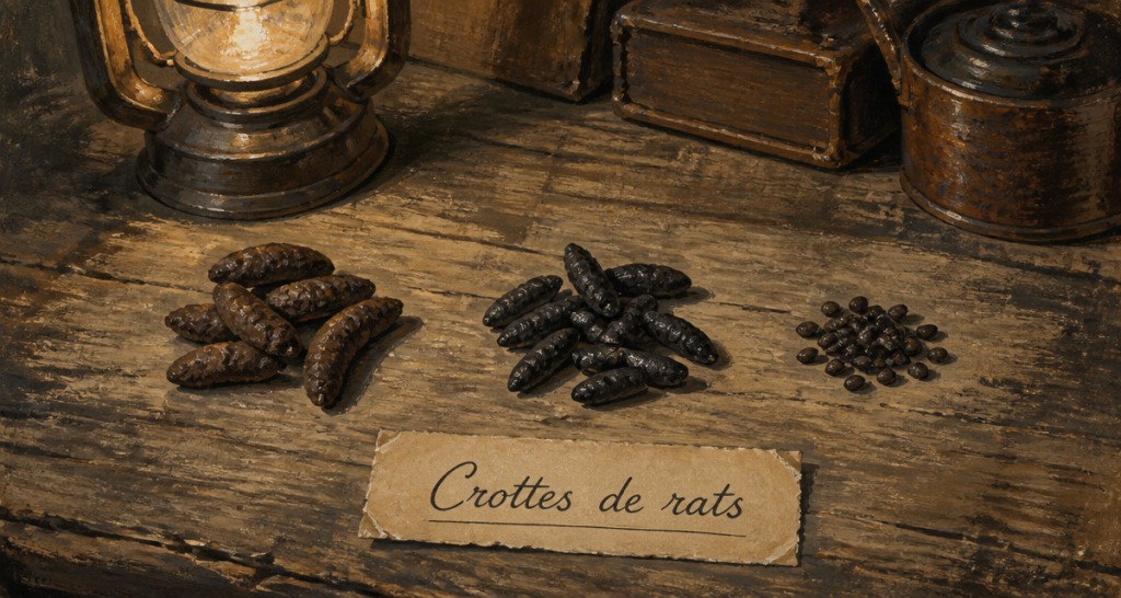 crottes rats sur table comparaison souris
