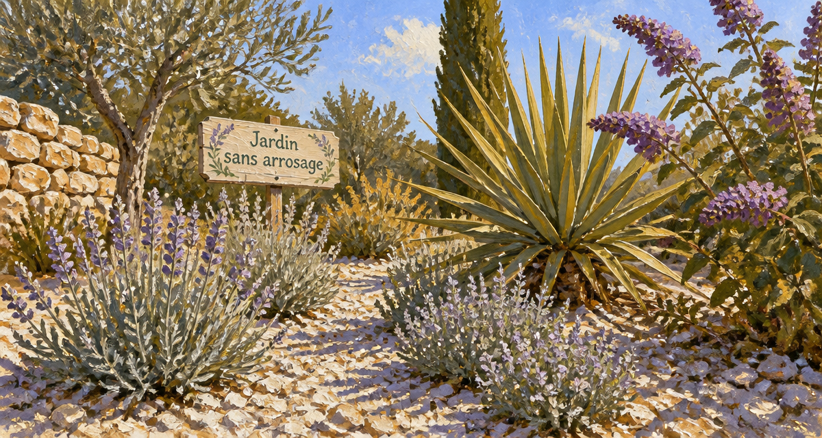 plantes plein soleil sans arrosage dans un jardin méditerranéen