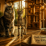 chat geant Maine Coon et Savannah dans salon
