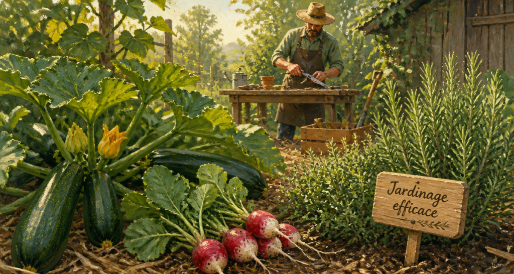 jardinier facile potager luxuriant matin