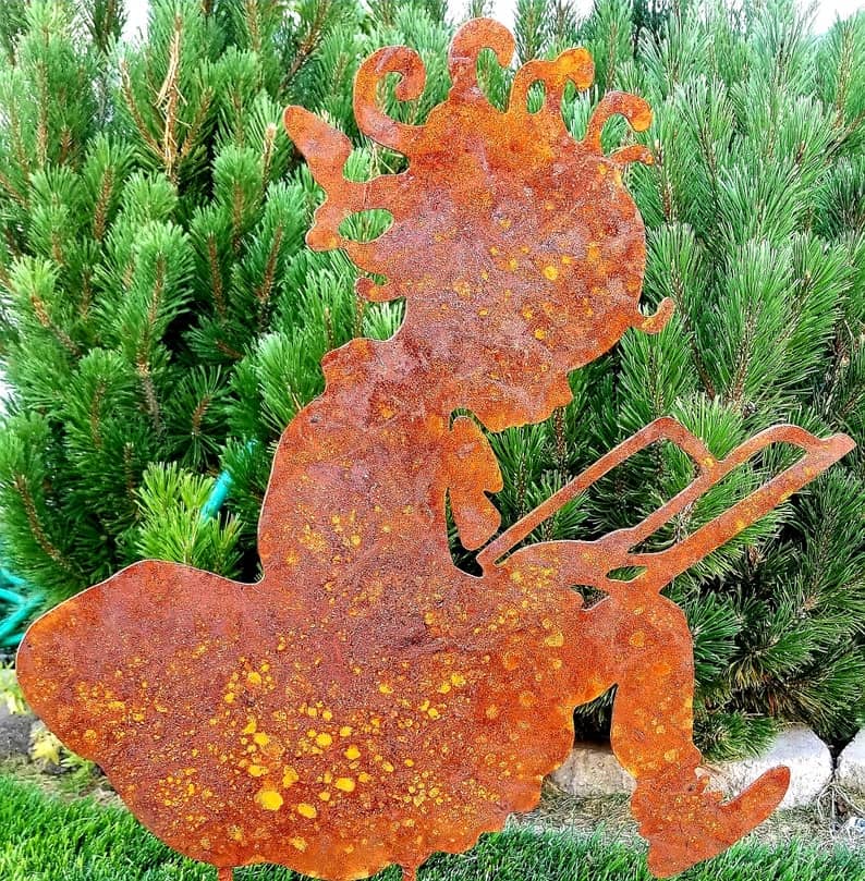 reading_Rita_metal_silhouette_4 rusty silhouette garden stake of a young girl reading