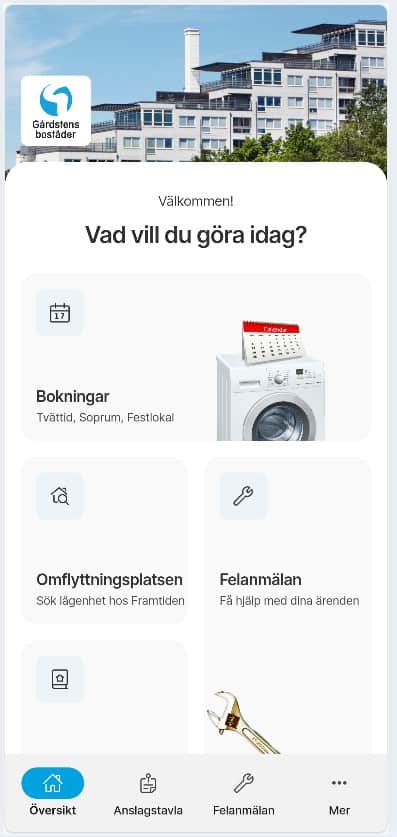 Boendeappen nytt utseende Bild på startsidan på Boendeappen