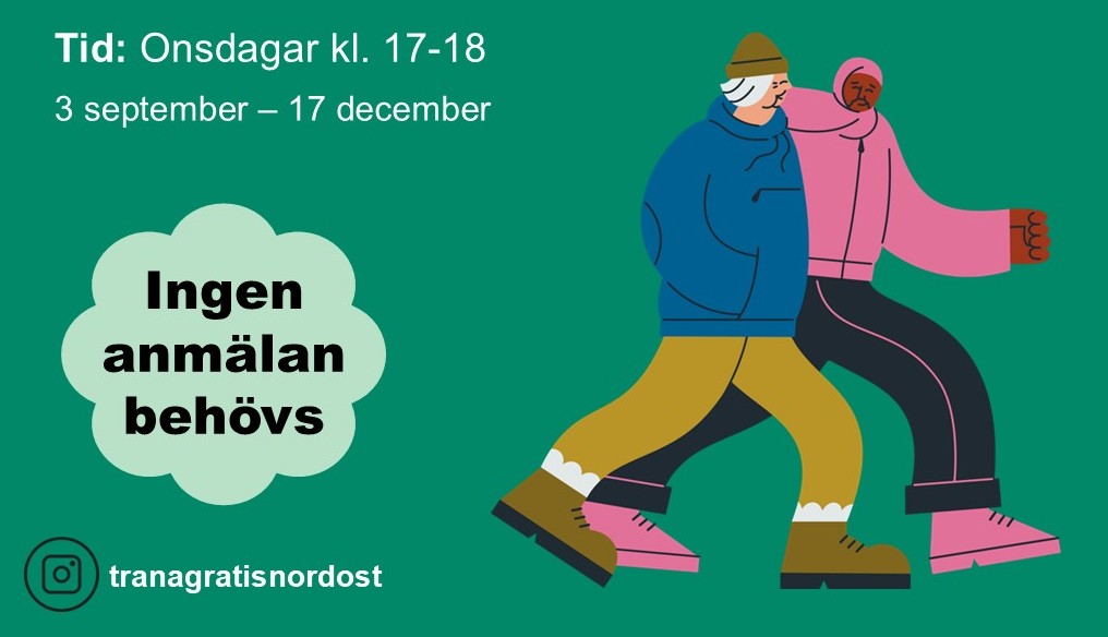 Illustration med två personer som promenerar