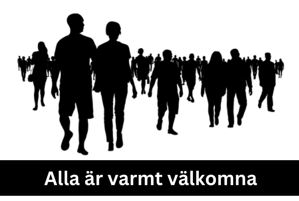 Tecknad illustration med svarta siluetter på människor