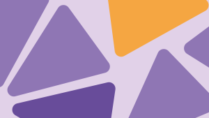 Dekorationsbild med lila och orange trekanter