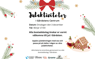 Välkommen på Julaktivitet i Gårdsten Centrum