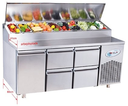 Koldjomfru Dyb Med 1 Dør Og 4 Skuffer Til Professionel Opbevaring. Perfekt Til Fødevarer Og Frugt I.