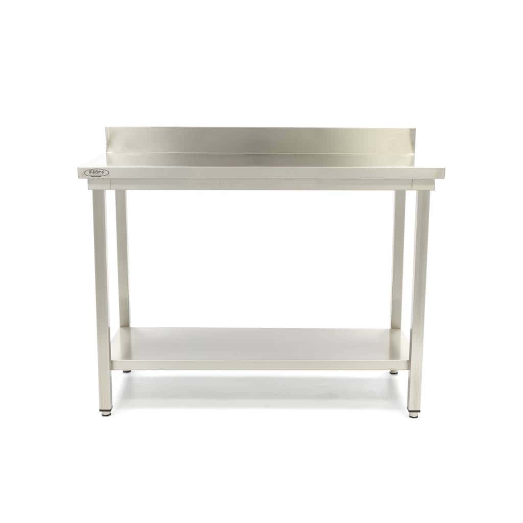 Rustfrit Stål Arbejdsbord Med Backsplash Til Professionel Køkkenbrug.