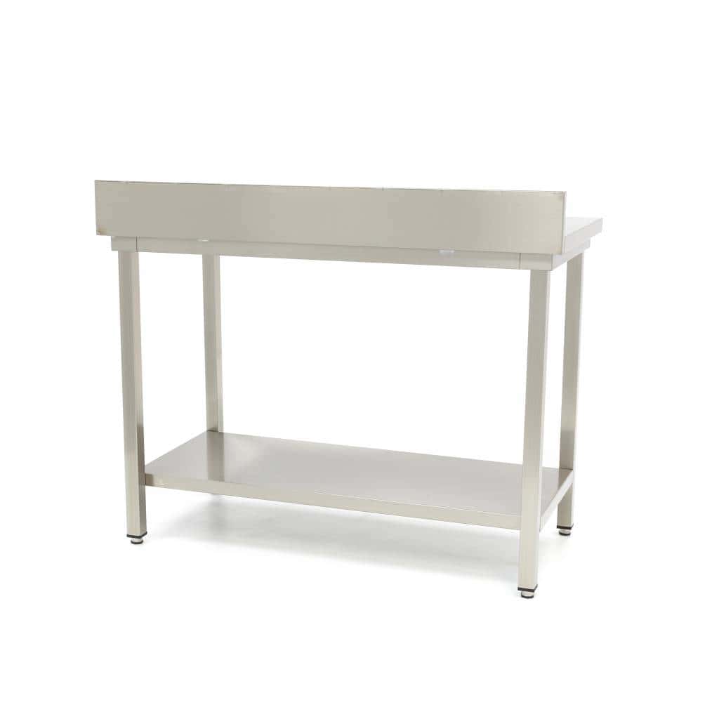 Rustfrit Stål Arbejdsbord 'Deluxe' 800X700 Mm Med Backsplash Til Professionel Køkkenbrug.