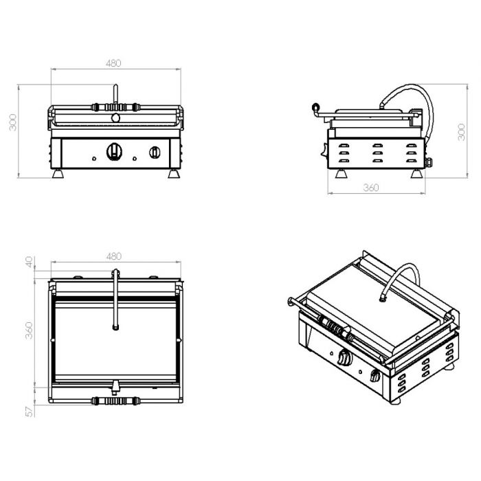 Klemgrill Panini Stoerrelse