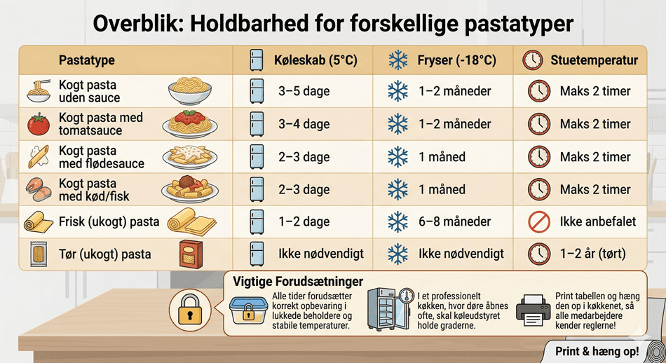 Kogt Pasta Holdbarhed Pasta Typer