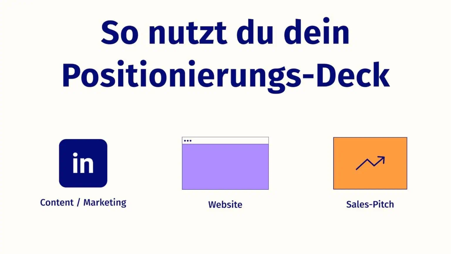 Illustration von Anwendungsfällen für Positionierungs-Deck: Website, Sales-Pitch, Content