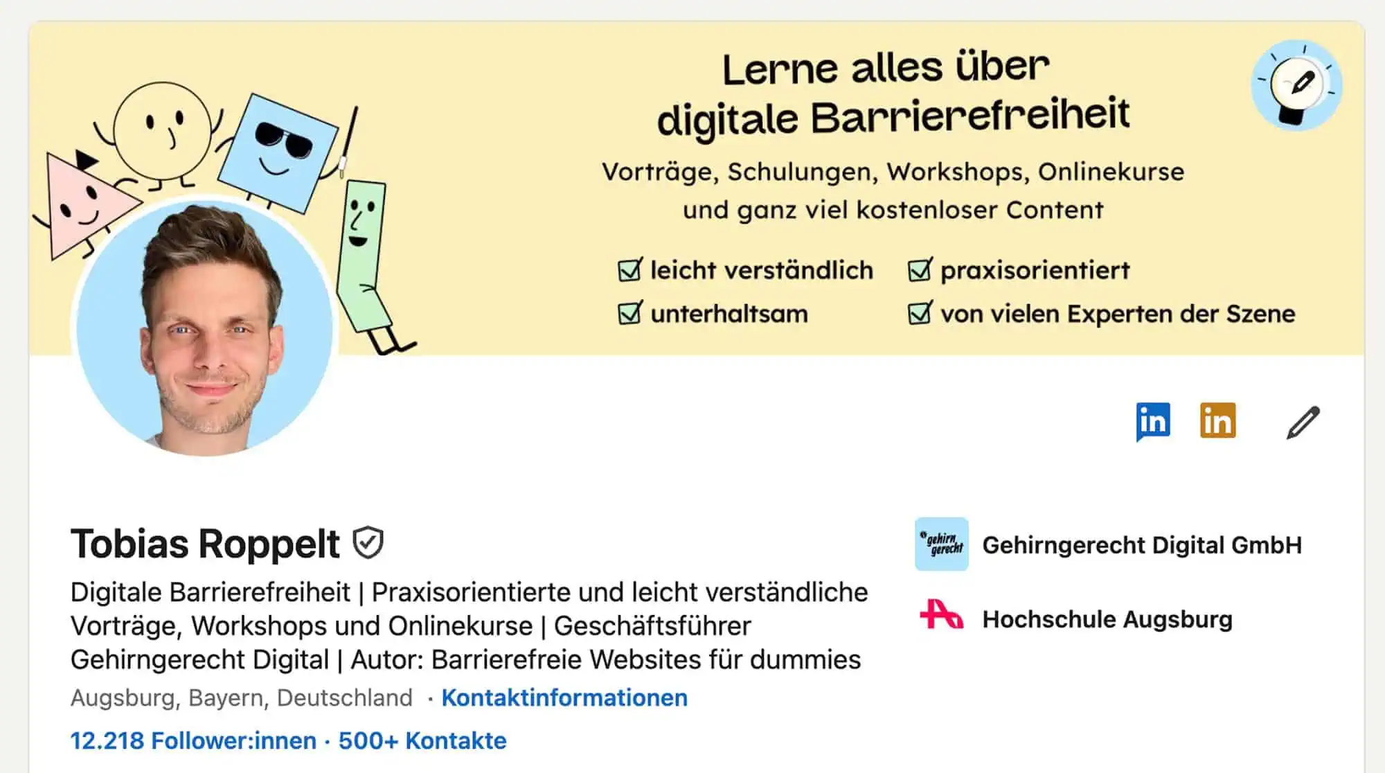 Screenshot des LinkedIn-Profils von Gehringerecht Digtal