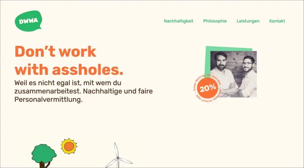 Screenshot der alten Startseite von DWWA