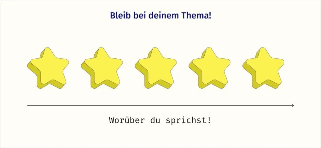 5 Wiederholungen eines Sterns zeigen, dass man bei einem Thema bleiben soll.