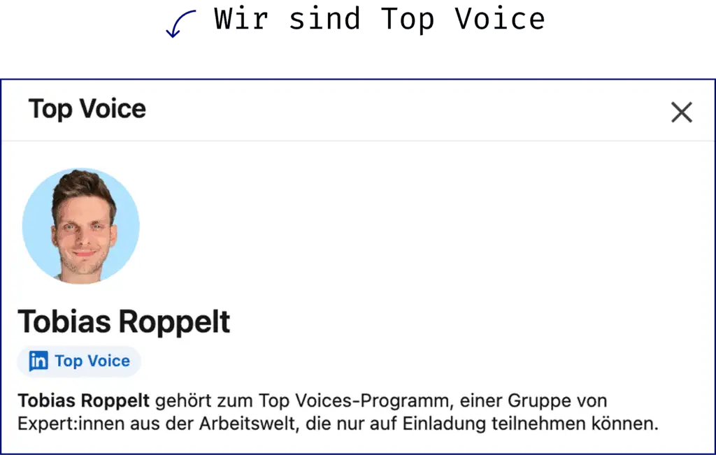 Wir sind LinkedIn Top Voice mit unserem Personal Branding.