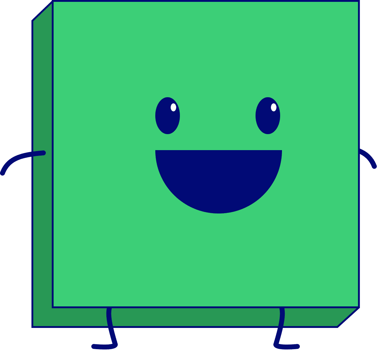 Unser Maskottchen für Serotonin als Viereck. Sehr freudig und liebevoll.