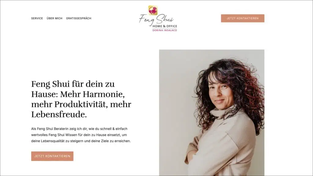 Screenshot der Webvisitenkarte von Feng Shui Homeoffice.
