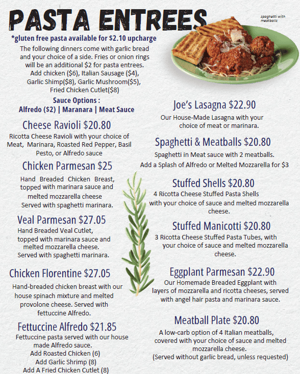Gelato Joes Menu