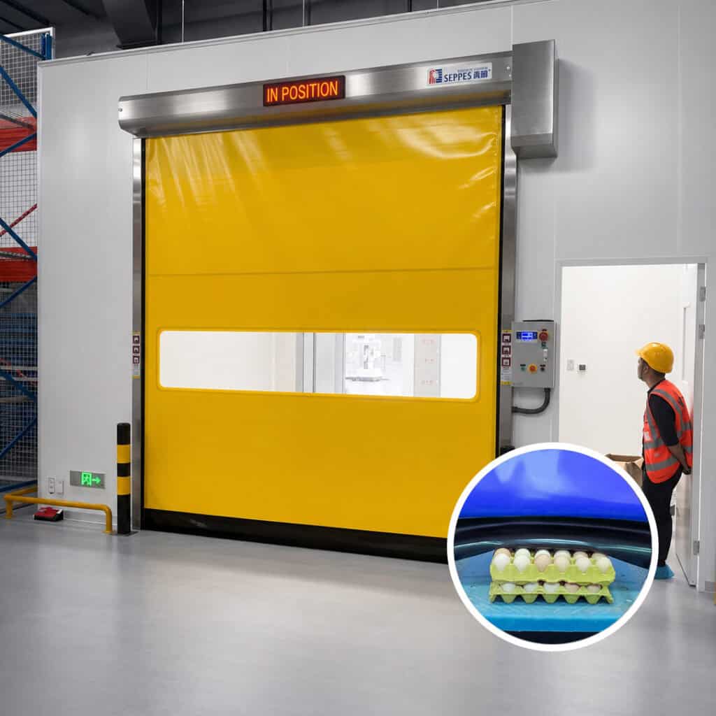 Porta ad alta velocità con bordo inferiore flessibile