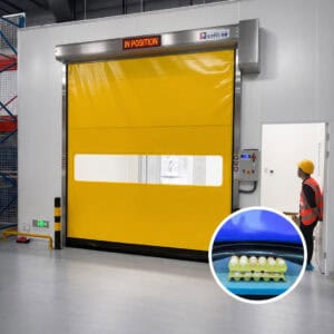 Porta ad alta velocità con bordo inferiore flessibile